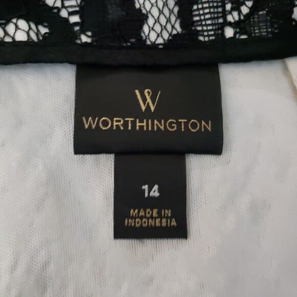 Worthington Black Floral Lace Straight Midi Skirt womens 14 L Evening Sexy large - Picture 6 of 7